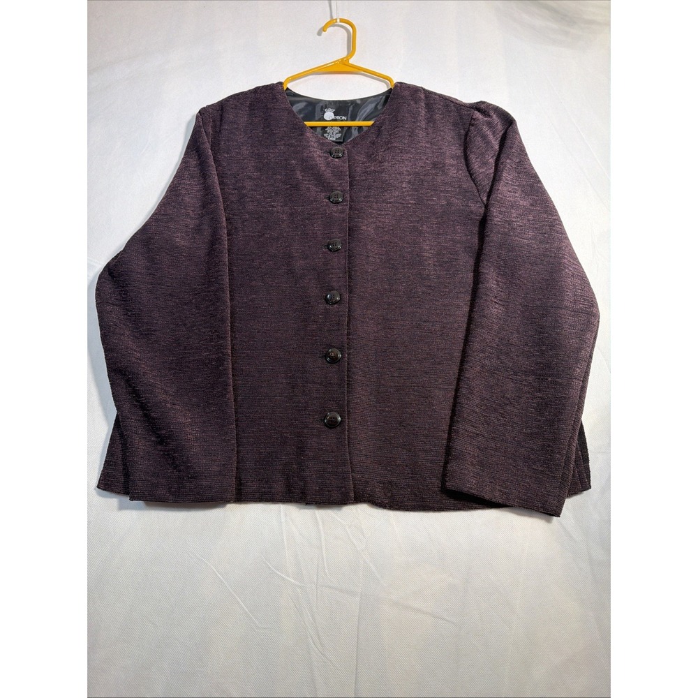First Option Woman L Blazer Plum Purple Preppy Business Tweed Classic